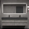 Bathselect Luxury Wall-Mounted Slate Floating Bathroom Vanity Set With a Double Sink Faucet And An LED Smart Mirror