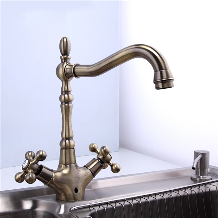 Monro Hotel Dual Handle Antique Brass Faucet