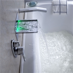 Sale LED RGB Single Handle Widespread Waterfall Copper Pull-Out Bathroom Faucet