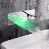 Leo Hotel Bathroom Wall Mounted Sink Faucet LED Color Changable Waterfall Brass Chrome US