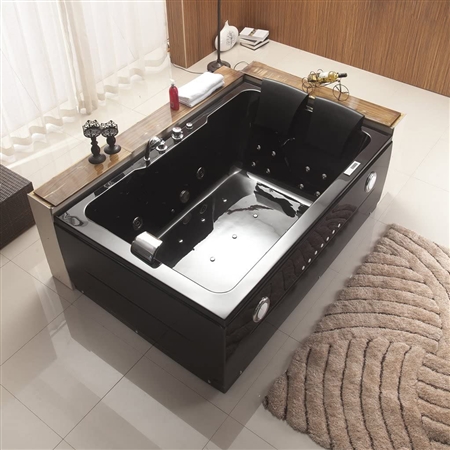 New 2 Person Jetted Whirlpool Massage Hydrotherapy Bathtub Tub Indoor - BLACK
