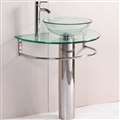 Hotel Prima Pedestal Vessel Glass Sink with Matching Bath Faucet