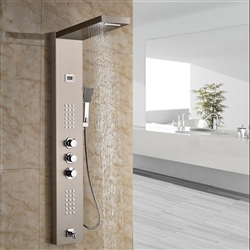 Luxury Digital Display Brushed Nickel Finish Shower Panel with Handheld Shower Head