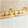 Monaco Luxury Polished Gold Solid Brass Bathtub Faucet Set  W/ Ceramics Hand Shower Sprayer