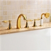 Faucet Sale Polished Gold Bathtub Faucet Set  W/ Ceramics Hand Shower Sprayer