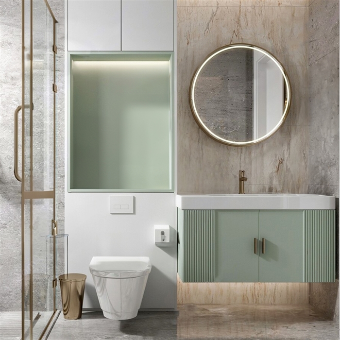 Bathselect Bathroom Vanity Modern Wall Mounted Light Green Vanity Set