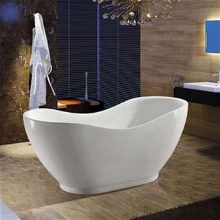 Hospitality Bathtub Fontana 67" Freestanding Oval  - Acrylic White