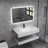 Bathselect White Bathroom Vanity With an LED Smart Mirror and Sintered Stone Sink