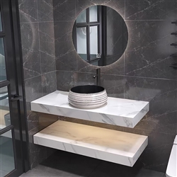 Bathselect Modern Luxury Vanity Single Sink With 1 Illuminated Circle Mirror