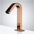 BathSelect Dual Function Automatic Deck Mount Rose Gold Sensor Water Faucet and Soap Dispenser