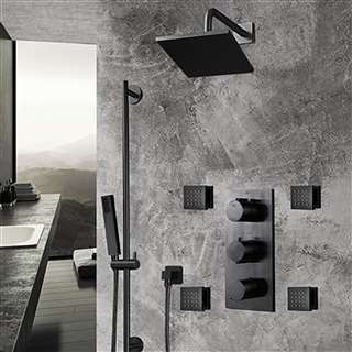 Hostelry BathSelect Dark Oil Rubbed Bronze Square Rainfall Shower Set with Handheld Shower