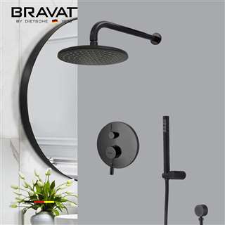 Bravat Matte Black Finish Rainfall Shower Set with Handheld Shower