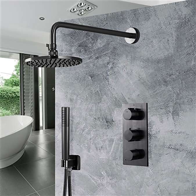 Hostelry BathSelect Matte Black Rainfall Shower Set with Handheld Shower