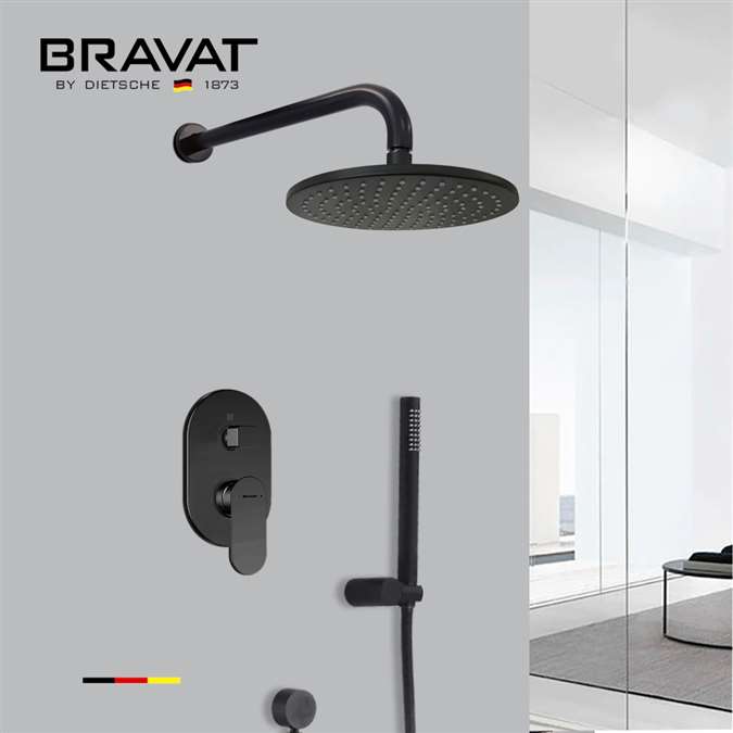 Bravat Matte Black Finish Rainfall Shower Set with Handheld Shower