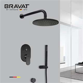 Hostelry Bravat Matte Black Rainfall Shower Set with Handheld Shower