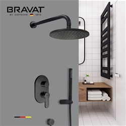 Hostelry Bravat Matte Black Rainfall Shower Set with Handheld Shower
