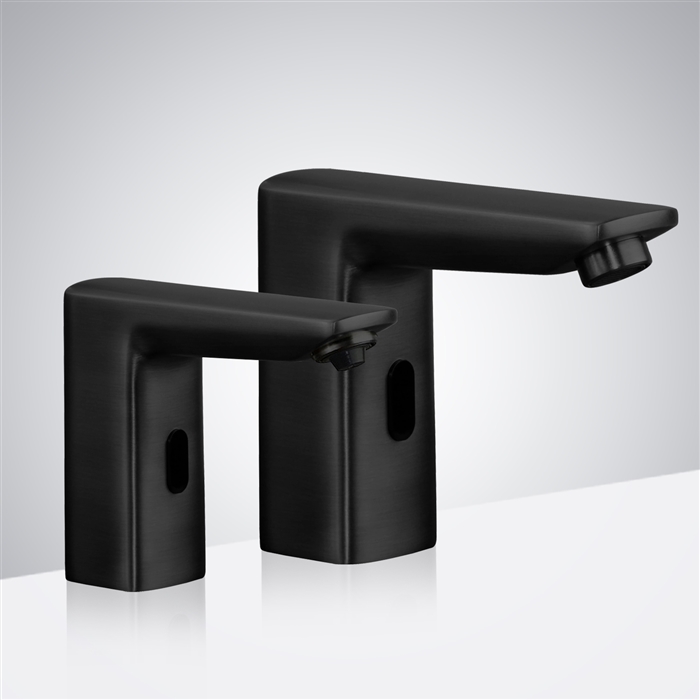Lima Hostelry Commercial Matte Black Automatic Bathroom Sensor Faucet with Automatic Soap Dispenser