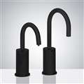 Atlanta Goose Neck Freestanding Automatic Commercial Sensor Faucet And Soap Dispenser in Matte Black Finish