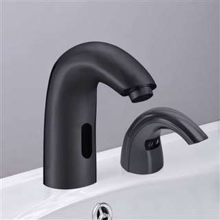 Bollnäs Matte Black Commercial Motion Sensor Faucet & Automatic Soap Dispenser for Restrooms