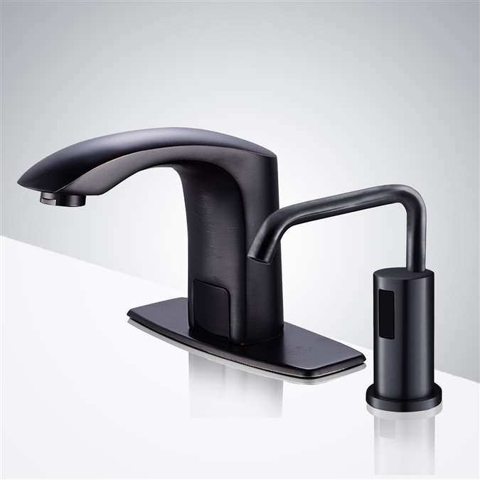 BathSelect Oil Rubbed Bronze/Matte Black Commercial Automatic Motion Sensor Faucet with Matching Automatic Soap Dispenser