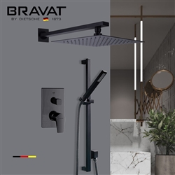 Bravat Hotel Dark Oil Rubbed Bronze Thermostatic Shower Set with 2-Way Concealed Shower Mixer Valve and Handheld Shower