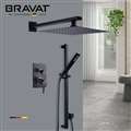 Bravat Thermostatic Dark Oil Rubbed Bronze Rainfall Shower System with 2-Way Shower Mixer Control Valve