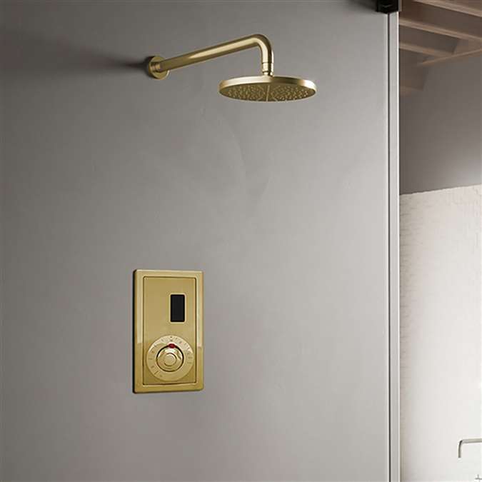 Wall Mount Brushed Gold Sensor Controlled Automatic Shower Set