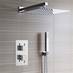 Melun Ultra Thin Rain Shower Head with Built in Thermostatic Mixer and Hand Held Shower Set