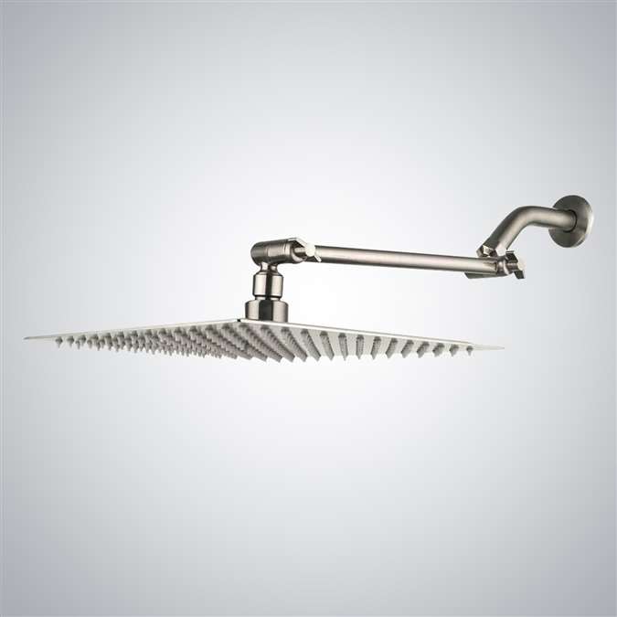 Marseille 12-inch Brushed Nickel Square Rainfall Shower Head with Adjustable Arm