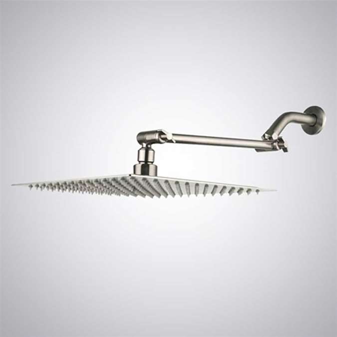 For Luxury Suite Marseille 12-inch Brushed Nickel Square Rainfall Shower Head with Adjustable Arm