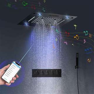 BathSelect 24" Remote Control Musical Matte Black Complete Ceiling Shower System