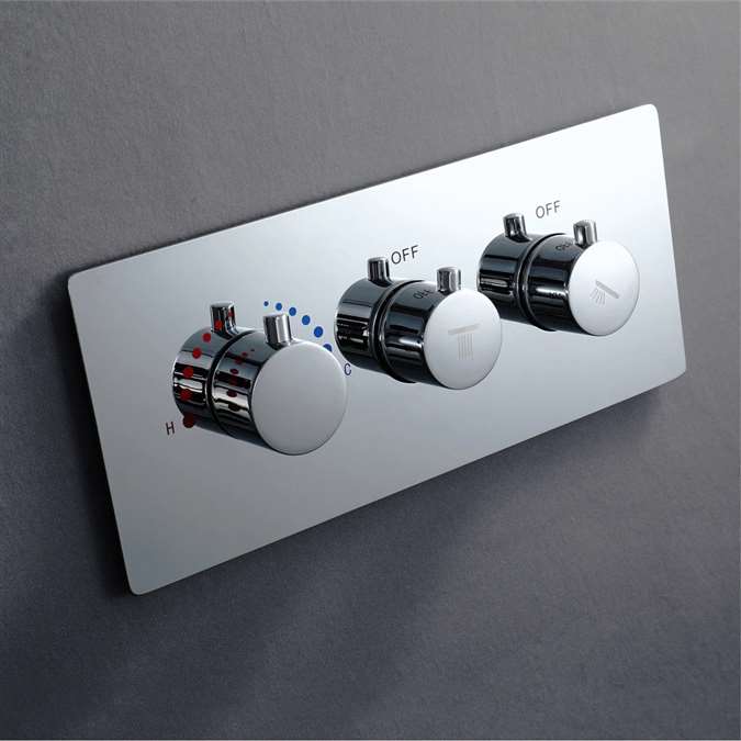 Two Function Triple Handle Hot and Cold Brass Diverter Shower Controller