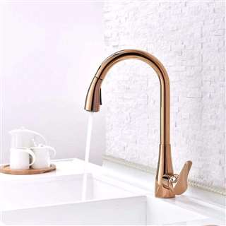 Verona Rose Gold Movable Pull Down Kitchen Sink Faucet
