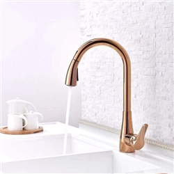 Verona Hospitality Rose Gold Movable Pull Down Kitchen Sink Faucet