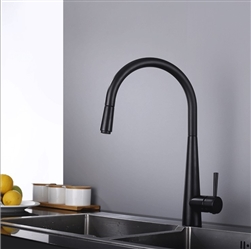 Bollnäs Matte Black High Arc Deck Mounted Pull Down Kitchen Sink Faucet