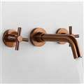 Geneva Brushed Rose Gold Wall Mount Hole Faucet with Dual Handle