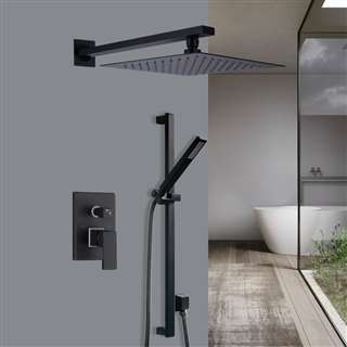 Bravat Luxury Wall Mount Rainfall Shower System with Handheld Shower and Concealed Valve Mixer