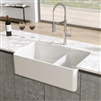 Geneva Solid Surface White Double Bowl Kitchen Basin