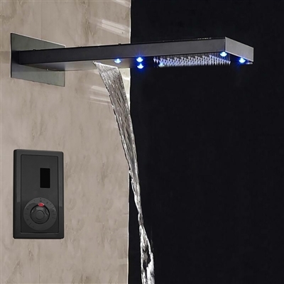Hostelry BathSelect Sensor Controlled Automatic LED Dark Oil Rubbed Bronze Waterfall/Rainfall Shower Set