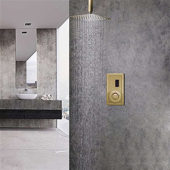 Ceiling Mount Brushed Gold Sensor Controlled Automatic Shower Set