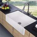 Sénart White Rectangular Artificial Stone Kitchen Sink