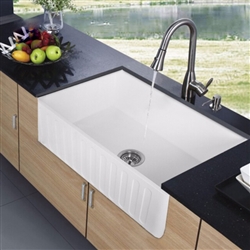 Sénart White Rectangular Artificial Stone Kitchen Sink