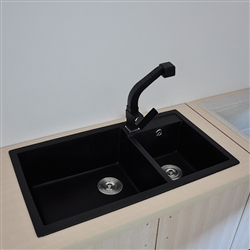 Dax Stone Black Double Undermount Kitchen Sink