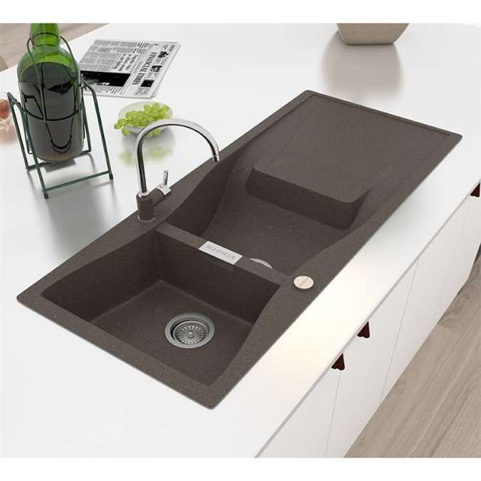 Valence Dark Gray Artificial Stone Undermount Kitchen Sink