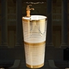Le Havre Gold Round Modern Stylish Pedestal Ceramic Sink