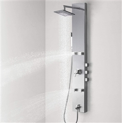 Melun Shower Panel System Faucets Sets Complete Tower Column with Adjustable Massage Jets 304 Stainless Steel Brushed Nickel Multi-Function with Spout Rainfall 51"