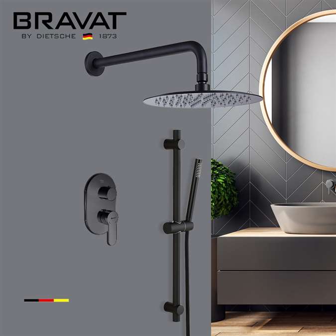 Bravat Thermostatic Dark Oil Rubbed Bronze Shower Set with 2-Way Concealed Shower Valve Mixer and Hand Shower