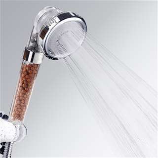 Handheld Water Saving With Negative Ion Ceramic Balls Oxygenics High Pressure Shower Head in Clear