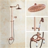 Vintage 8-inch Dual Handle Rainfall Bathroom Overhead Shower with Handheld Sprayer in Rose Gold Finish