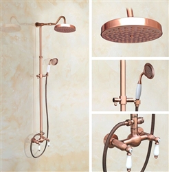 Wall Mounted Rose Gold Dual Control Round 7.7" Shower Head with Handheld Sprayer